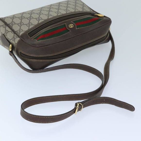 GUCCI GG Supreme Web Sherry Line Shoulder Bag PVC Beige Red 4023 001 Auth ep3849 - Picture 7 of 16